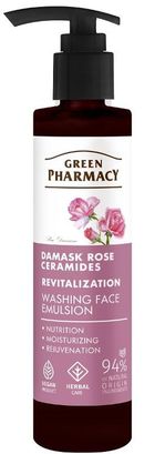 Green Pharmacy, rewitalizująca emulsja do mycia twarzy, róża damasceńska + ceramidy, 150 ml