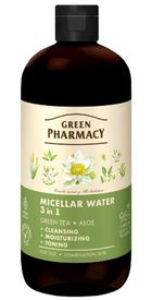 Green Pharmacy, woda micelarna 3w1, zielona herbata i aloes, 500 ml