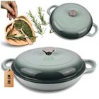 Hage, emaliowany garnek, płaski, żeliwny, sea salt, 30 cm, 3l