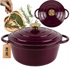 Hage, emaliowany garnek, żeliwny, eggplant, 22 cm, 3l
