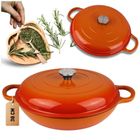 Hage, emaliowany garnek żeliwny, płaski, pomarańczowy, 30 cm, 3l