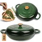 Hage, garnek żeliwny, emaliowany, płaski, zielony, 30 cm, 3l