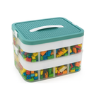 HaloFuture, dwupoziomowy pojemnik, organizer na klocki i zabawki z przegródkami, zielony