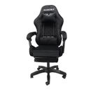 HaloFuture, fotel gamingowy, z podnóżkiem, czarny