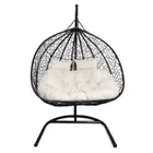 HaloFuture, fotel wiszący, dwuosobowy, kokon, czarny, beżowa poduszka