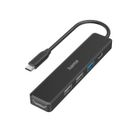 Hama, hub USB-C, multiport, 5 portów, 3xUSB-A, USB-C, HDMI