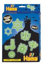 Hama, zestaw: koraliki do prasowania + plansza, świecące w ciemności