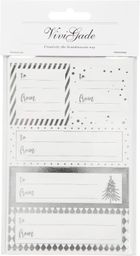 Happy Color, naklejki świąteczne na prezenty, srebrno-białe