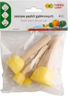 Happy Color, pędzel gąbkowy, okrągły, 4 szt.