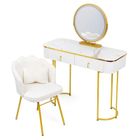 Hedo, Verdrid, toaletka kosmetyczna z lustrem LED, z krzesłem, biała, 100 cm