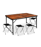 Hedo, zestaw stół turystyczny i 4 krzesła, składany w walizkę, 5w1, brązowy