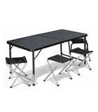 Hedo, zestaw stół turystyczny i 4 krzesła, składany w walizkę, 5w1, czarny