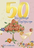 Henry, karnet A5 z kopertą, złocony, urodziny 50, patera z truskawkami
