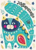 Henry, karnet B6 z kopertą, złocony, turkusowy kot