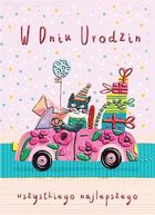 Henry, karnet B6 z kopertą, złocony, urodziny, kot w aucie
