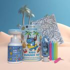 HiSkin Kids, zestaw: pianka do mycia + żel pod prysznic + kolorowanka z kredkami, niebieski