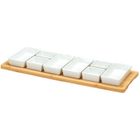 Home Styling Collection, Aion, porcelanowe miseczki na przekąski na bambusowej tacy, 9 elementów