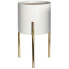 Home Styling Collection, doniczka na stojaku, biała na złotych nóżkach, 35-20 cm