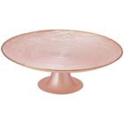 Home Styling Collection, patera na tort, na nóżce, szklana, różowa, 28 cm