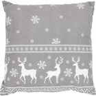 Home Styling Collection, poduszka świąteczna, motyw Renifery, 40-40 cm, szary