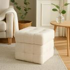Home Styling Collection, Square, pufa ze schowkiem kostka, tapicerka baranek, 38-38-37 cm
