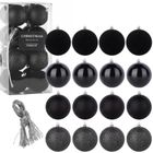 Home Styling Decoration, bombki choinkowe, nietłukące, czarne, 6 cm, 16 szt.