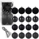 Home Styling Decoration, bombki choinkowe, nietłukące, czarne, 8 cm, 16 szt.