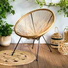 Homla, Acapulco Fiesta, fotel z okrągłej linki technorattan naturalny, 71-71-80 cm