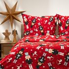 Homla, Aitona, pościel, z mikrofibry czerwona z motywem świątecznym, 140-200 cm