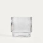 Homla, Amer, wazon, szklany podłużny prążkowany transparentny, 20-10-18,5 cm