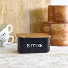 Homla, Avila, maselniczka, czarna z akacjową pokrywką, 15-10-7 cm, 872537