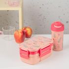 Homla, B2 Lusy, zestaw lunchbox, różowy z kubkiem, 1,8l