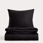 Homla, Bamsa, pościel, gładka z satyny bambusowej czarna, 160-200 cm