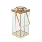Homla, Brela, lampion, metalowa złota, 15-15-36 cm
