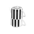 Homla, Breta, dzbanek, z filiżanką w paski czarny, 0,3 l