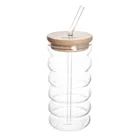 Homla, Bubbly Summer, szklanka z bambusową pokrywką i szklaną słomką, 0,45l