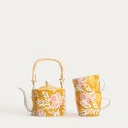 Homla, Cerri, zestaw do herbaty, musztardowy w kwiaty, 3 elementy