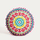 Homla, Consuela, poduszka, z kolorowym kwiatowym wzorem i pomponami, 45 cm