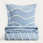 Homla, Delia, pościel, bawełniana niebieska z przeszyciami w kształcie fal, 200-220 cm