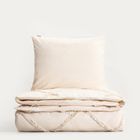 Homla, Delia, pościel, z pranej bawełny beżowa z przeszyciami, 200-220 cm