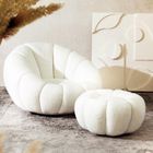 Homla, Douill, Fotel obrotowy ecru w tkaninie TEDDY, 94-88-62 cm, 869414