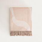 Homla, Kalor, koc, beżowy żakardowy we wzór z frędzlami, 135-200 cm