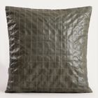 Homla, Katad, poszewka, z ekoskóry z ozdobnymi przeszyciami, zielona, 45-45 cm