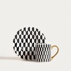 Homla, Lunya, filiżanka, ze spodkiem, czarno-białe wzorki, 0,1l