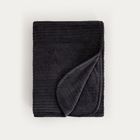 Homla, Mavro, koc miękki czarny z ozdobnym przeszyciem i lamówką, 150-200 cm