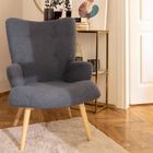 Homla, Moss, Fotel w tkaninie Teddy Boucle granatowy 70-95 cm