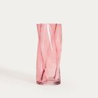 Homla, Raya, wazon, szklany skręcony różowy, 10,5-10,5-26 cm