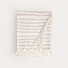 Homla, Sorbo, koc, z frędzlami i strukturalnym beżowym wzorem, 150-200 cm