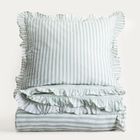 Homla, Trudy, pościel, bawełniana w pistacjowe paski z falbanką, 140-200 cm