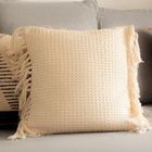 Homla, Vaffel, poszewka z frędzlami, ecru, 45-45 cm